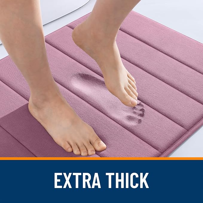 OLANLY Memory Foam Large Bath Mat 59x34, Super Soft Absorbent Bathroom Rugs | Deep Plum, Quick Dry Bath Rug, Machine Washable Shower Floor Mats, Bathmat Carpet for Bathroom Floor, Tub and Shower
