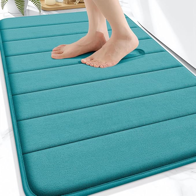 OLANLY Memory Foam Bath Mat 30x20, Super Soft and Absorbent Bathroom Rugs | Deep Lake, Quick Dry Bath Rug, Machine Washable Shower Floor Mats, Bathmat Carpet for Bathroom Floor, Tub and Shower