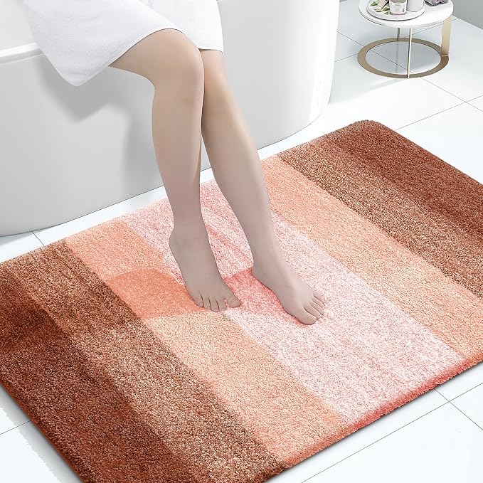 OLANLY Large Bathroom Rugs 60x40, Extra Soft Absorbent Microfiber Bath Rugs | Orange, Non-Slip Quick-Drying Rubber Backing, Washable Plush Bath Mat for Floor, Tub and Shower, Home Decor Accessories