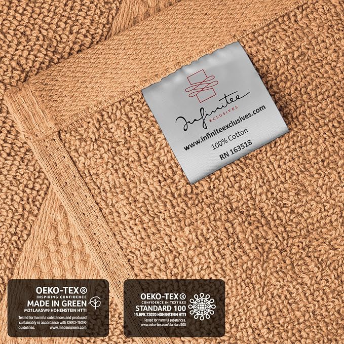 Infinitee Xclusives 100% Cotton Hand Towels for Bathroom - Set of 6 | Ultra Soft, Absorbent & Quick-Drying |16x28 inches| Luxury Hand Towel Set |600 GSM| Gym, Shower, Spa & Hotel Use