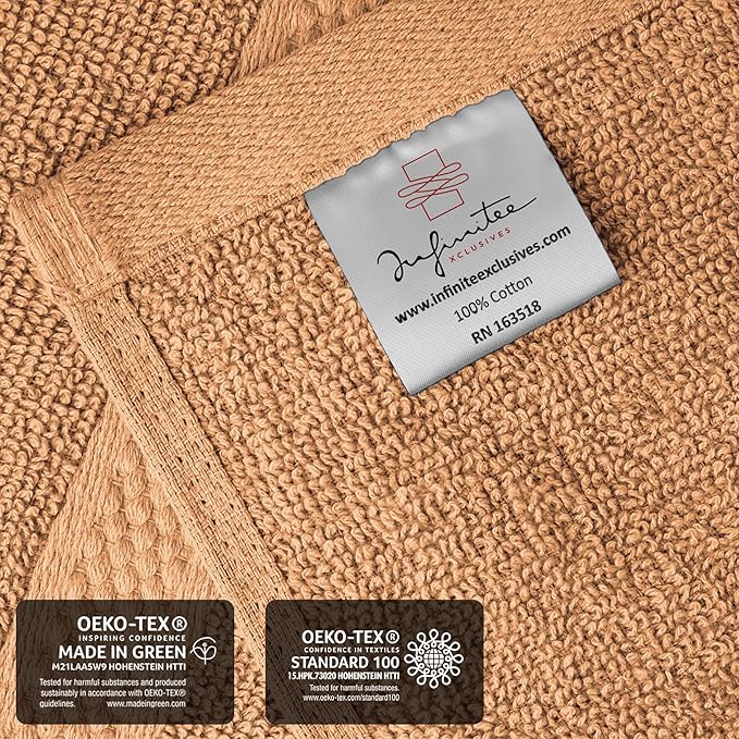Infinitee Xclusives 100% Cotton Luxury Wash Cloths for Showering - 4 Pack | Washcloths [13x13] - Soft and Absorbent Face Towels for Bathroom Wash Clothes - Gym, Spa & Hotel Use