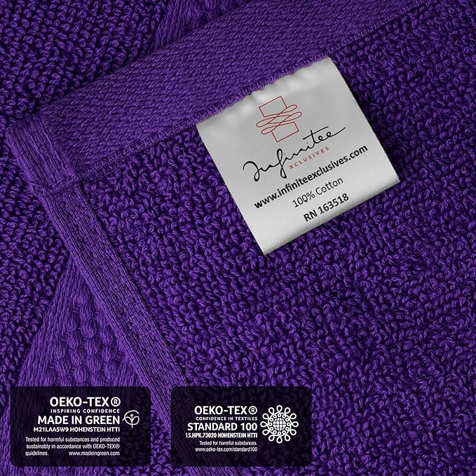 Infinitee Xclusives 100% Cotton Luxury Wash Cloths for Showering - 12 Pack | Washcloths [13x13] - Soft and Absorbent Face Towels for Bathroom Wash Clothes - Gym, Spa & Hotel Use