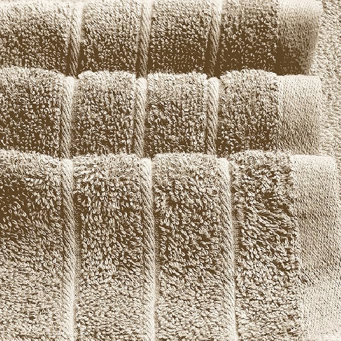 4 Piece Extra Large Bath Towels 30 x 60 Inches, Beige | 100% Cotton, Larger & Lighter Weight, Quicker to Dry, Super Soft and Absorbent, Perfect for Bathroom