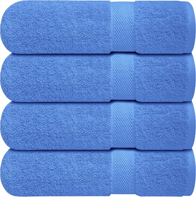 Infinitee Xclusives 100% Ring-Spun Cotton Bath Towels for Bathroom - Pack 4 | Luxury Super Soft, Absorbent & Quick-Drying |27x54 inches| Large Bathroom Towels Set |600 GSM| Gym, Shower, Spa & Hotel Use