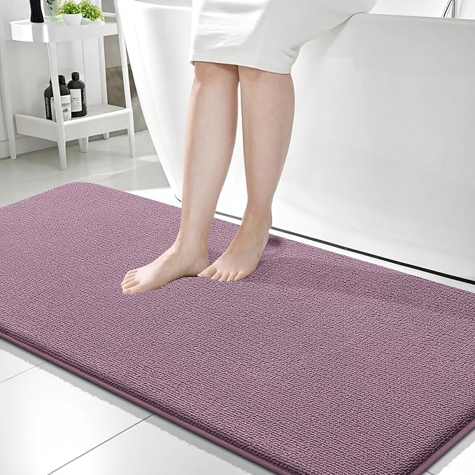 OLANLY Memory Foam Bathroom Runner Rug 59x24, Absorbent Long Mat, Deep Plum | Soft Quick Dry Bath Rugs, Non-Slip Carpet, Machine Washable Mat for Bathroom Floor, Tub and Shower, Home Decor Accessories
