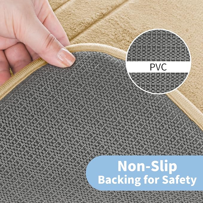 Cupic Cupid Super Soft Memory Foam Bath Mats for Bathroom Floor Shower & Tub, Beige Bathroom Rugs Non Slip Washable, Water Absorbent Bath Rugs, Quick Dry Bath Carpet for Decor 24" x 36"