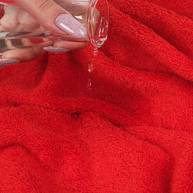 Cotton Paradise 100% Cotton Turkish Towel Set, Soft Absorbent Quick Dry, 6 Piece Towel Set, Red
