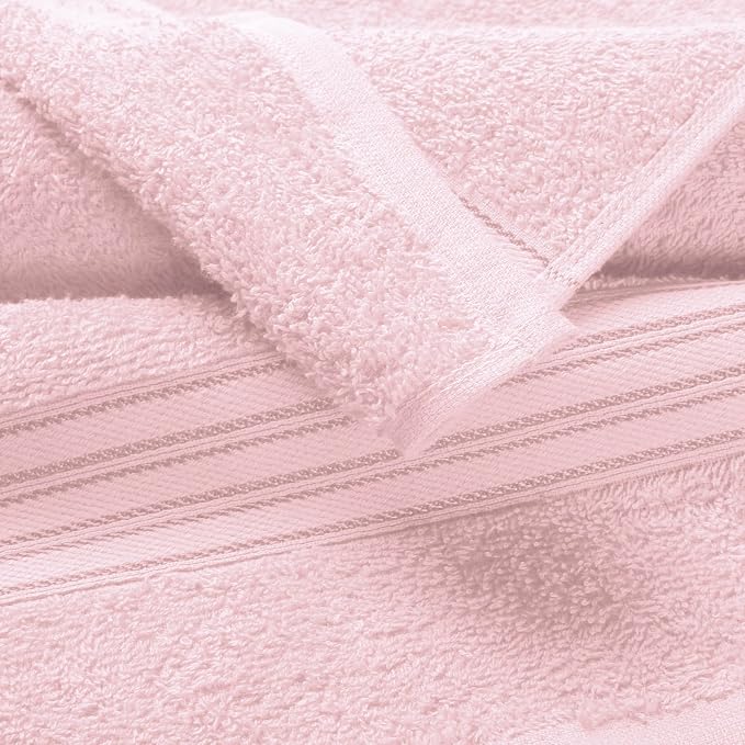BOUTIQUO Ultra Soft Cotton Washcloths, Contains 12 Piece Face Cloths 12x12 inch, Ideal for Everyday use Face Towels, Compact & Lightweight Multi Purpose Washcloths - Pink