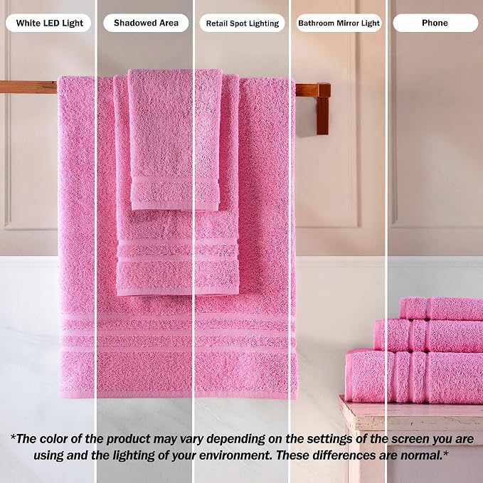 Hawmam Linen Pink Bath Towels 4 Pack Soft and Absorbent, Premium Quality Perfect for Daily Use 100% Cotton Towel 600 GSM