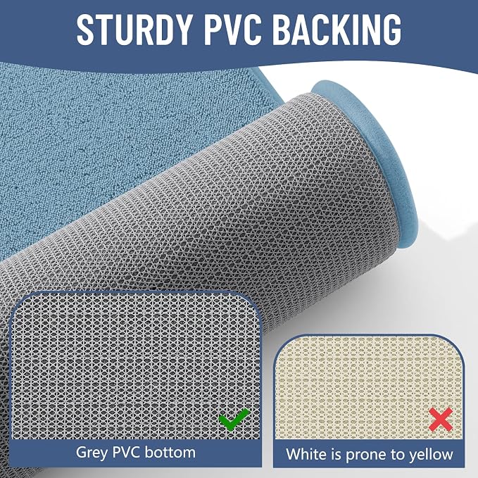 Smiry Memory Foam Bath Mat 48x32, Extra Soft Absorbent Bathroom Rugs | Grayish Blue Quick Dry, Machine Washable Bath Mats for Bathroom, Shower, Tub and Home Decor Accessories