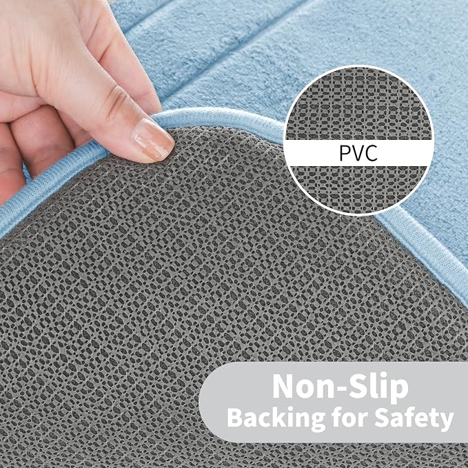 Cupic Cupid Memory Foam Bath Mat 24"×36"，Non Slip Bathroom Rugs，Light Blue | Soft Touch, Cushioned Comfort, Non Slip Bathroom Mat, Super Absorbent & Quick Dry, Machine Washable for Shower, Tub & Vanity