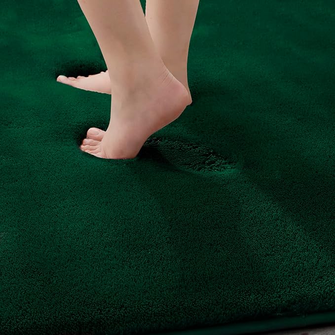 MINIDEAR Bathroom Rugs 24x17 Dark Green - Thick Memory Foam Bath Mat, Ultra Soft & Plush Non-Slip, Quick Dry, Absorbent Washable Floor Microfiber Mat for, Home Decor Accessories
