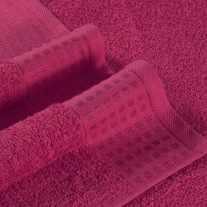 GLAMBURG 100% Cotton 2 Pack Oversized Bath Towel Set 28x55 Inches, Ultra Soft Highly Absorbant Compact Quickdry & Lightweight Large Bath Towels, Ideal for Gym Travel Camp Pool - Hot Pink