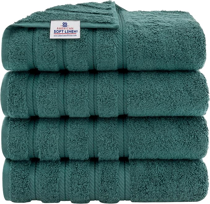 American Soft Linen 100% Cotton Luxury Turkish Towels, 4 PC Bath Towel Set | Soft Absorbent Quick Dry OEKO Tex Standard 100 Certificated Durable Machine Washable Premium Hotel Quality