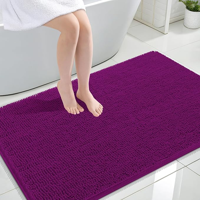 OLANLY Large Bathroom Rugs 44x32, Extra Soft Absorbent Chenille Bath Rugs | Purple, Quick-Drying Rubber Backing, Machine Washable Bath Mat for Bathroom Floor, Tub and Shower, Home Decor Accessories