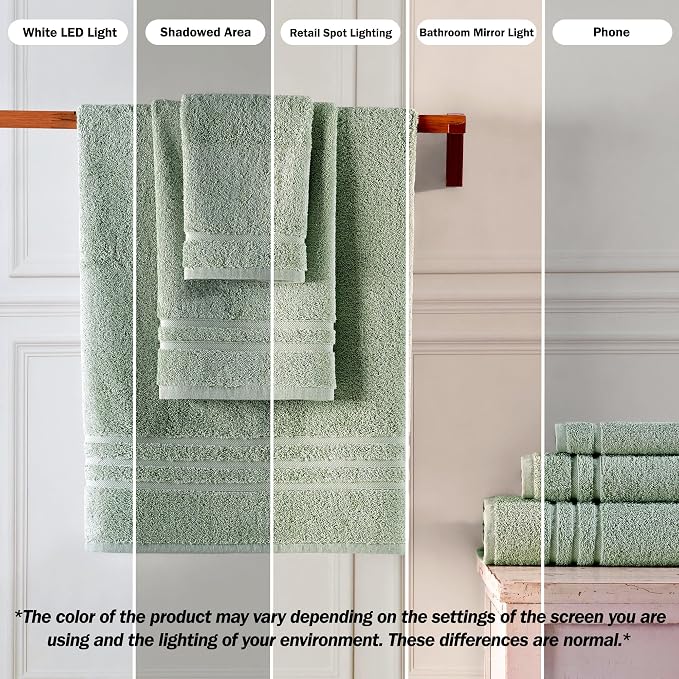 Hawmam Linen Light Green Bath Towels 4 Pack Soft and Absorbent, Premium Quality Perfect for Daily Use 100% Cotton Towel 600 GSM