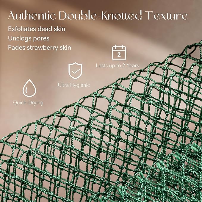 CORATED Authentic African Net Sponge with Knots, Shower Loofah Bath Sponge | Exfoliating Body Scrubber for Women and Men Daily Use Body Care, Travel Portable, Durable Bath Accessories for Bathroom