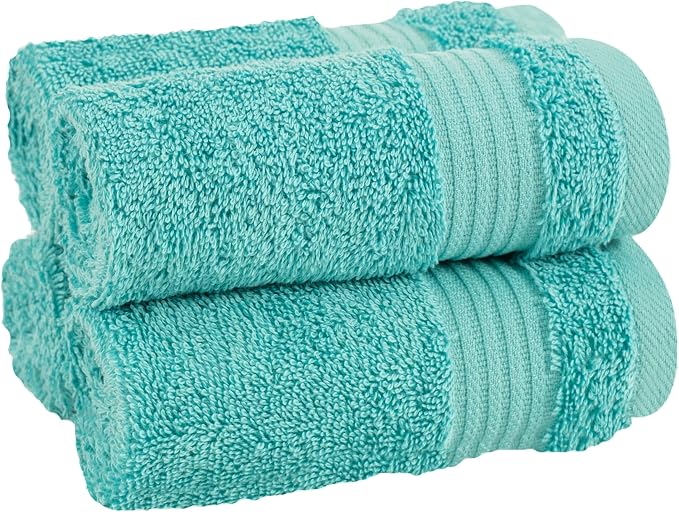 Cotton Paradise 100% Cotton Turkish Towel Set, Soft Absorbent Quick Dry, 4 Piece Washcloth Set, Turquoise Blue