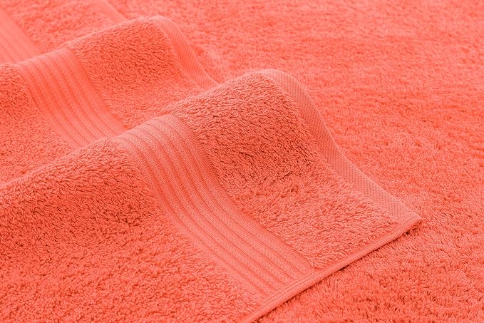 American Veteran Towel, 100% Cotton Turkish Bath Towels for Bathroom 4 Pack, 27x54 Extra Large Premium Soft Drying Bathroom Towels, Coral
