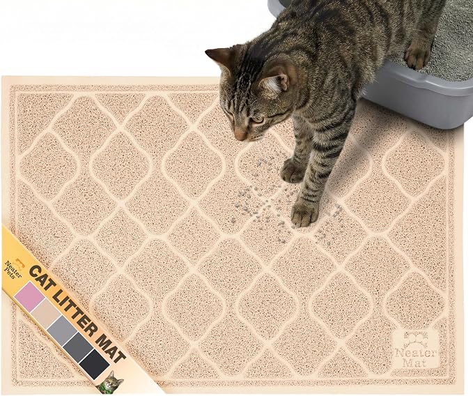 Neater Pets Neater Mat Cat Litter Mat, Thick & Durable Cat Mat for Litter Box, Trapper Pad Catches Mess to Protect Indoor Floors, Soft on Kitty Paws, Anti-Skid Grip Backing, Easy to Clean, Beige