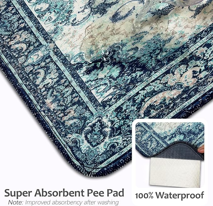 Washable Pee Pads for Dogs 24"x36" 2 Pack Reusable Puppy Potty Pad | Super Absorbent Waterproof NonSlip LeakProof Crate&Playpen Floor Mat for Cats, Rabbits, Guinea Pigs, Whelping & Housebreaking