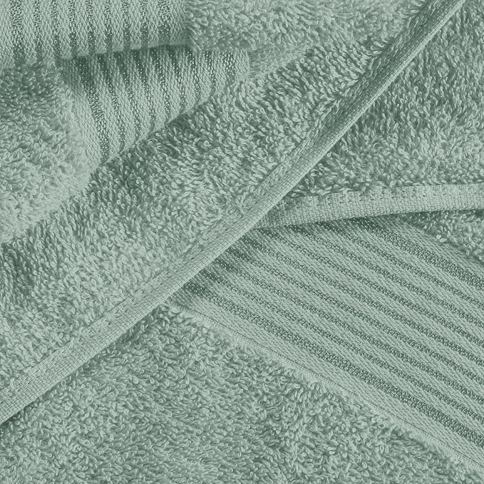 Ultra Soft 6 Pack Cotton Towel Set, Contains 2 Bath Towels 28x55 inch, 2 Hand Towels 16x24 inch & 2 Wash Coths 12x12 inch, Ideal Everyday use, Compact & Lightweight - Jade