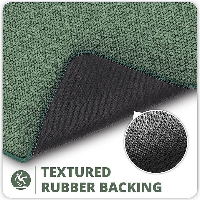 Bosap Bath Mat,Ultra Thin Bathroom Runner Rugs,Large Bath Mats for Bathroom,Quick Dry,Non-Slip,Machine Washable,Low Pile,Bath Rug,Shower Outside,Sink,Home Decor Accessories.Green,2'x6'(24x72inch)
