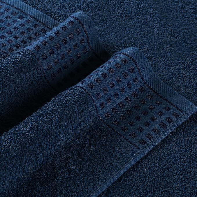 GLAMBURG 100% Cotton Ultra Soft 6 Pack Towel Set, Contains 2 Bath Towels 28x55 Inches, 2 Hand Towels 16x24 Inches & 2 Wash Coths 12x12 Inches, Compact Absorbent Lightweight & Quickdry - Mineral Blue