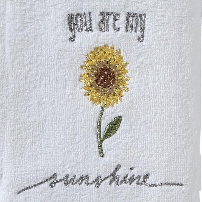 SKL Home by Saturday Knight Ltd. Sunshine Hand Towel (2-Pack), White | Soft, decorative velour. For use in the bathroom, kitchen or bar & makes a great gift.