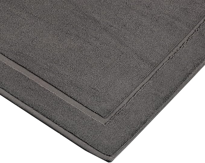 Hawmam Linen Cool Grey Bath Mats, 21 x 34 inches, Pack of 2-100% Ring Spun Cotton,[Not a Bathroom Rug] Banded Design, Highly Absorbent, Machine Washable for Bathroom Floor Towel