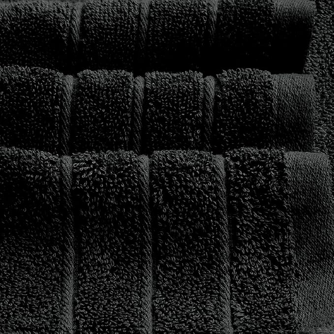 4 Piece Extra Large Bath Towels 30 x 60 Inches, Black | 100% Cotton, Larger & Lighter Weight, Quicker to Dry, Super Soft and Absorbent, Perfect for Bathroom