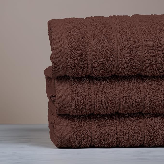 6 Piece Hand Towels Set 16 x 28 Inches, Brown | 100% Cotton, Lighter Weight, Quick to Dry, 16 x 28 Inches, Super Soft & Absorbent, Perfect for Bathroom & Kitchen