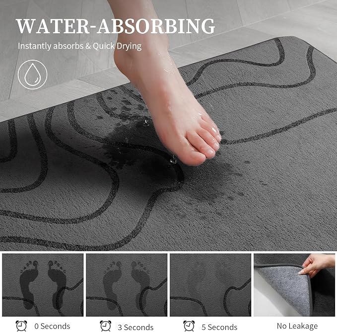Memory Foam Bathroom Rugs Sets 5 Piece, Ultra Soft Bath Mat, Dark Grey | Ultra Soft, Extra Thick Bath Mat, Absorbent, Non-Slip, Machine Washable, For Tub, Shower & Home Decor Accessories