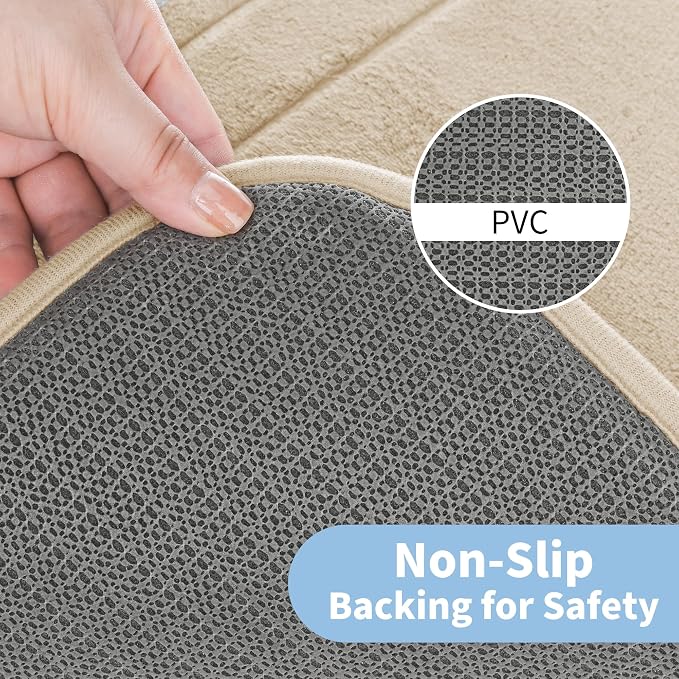 Cupic Cupid Memory Foam Bath Mat 24"×20", U-Shaped Bathroom Rugs，Deep Khaki | Soft Touch, Cushioned Comfort, Non Slip Bathroom Mat, Super Absorbent & Quick Dry, Machine Washable for Shower, Tub & Vanity
