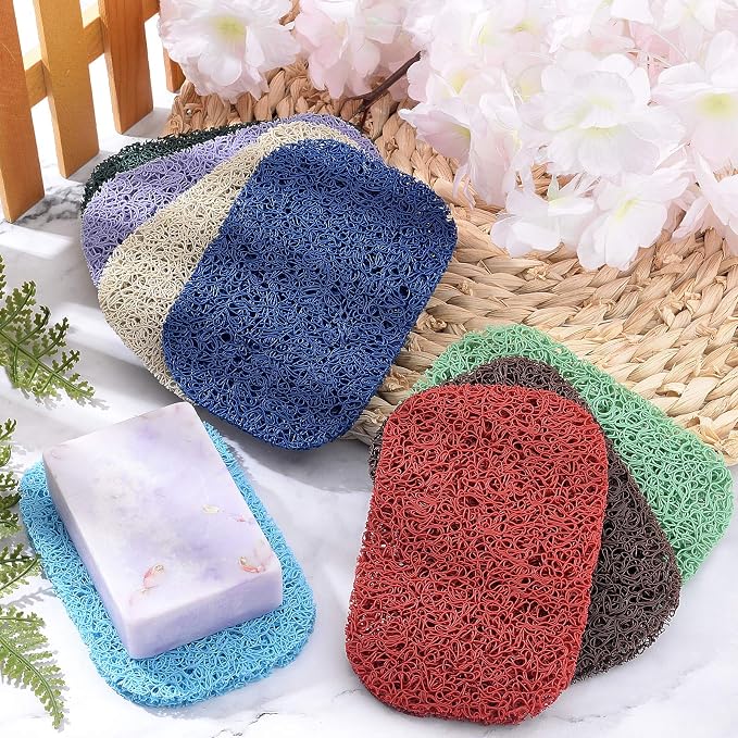 AHANDMAKER Soap Lift Pad, 16 Pcs 8 Colors Soap Saver Soap Dish Holder Accessory Drains Water, Circulates Air, Extends Soap Life for Bathroom, Kitchen, Office, Gym