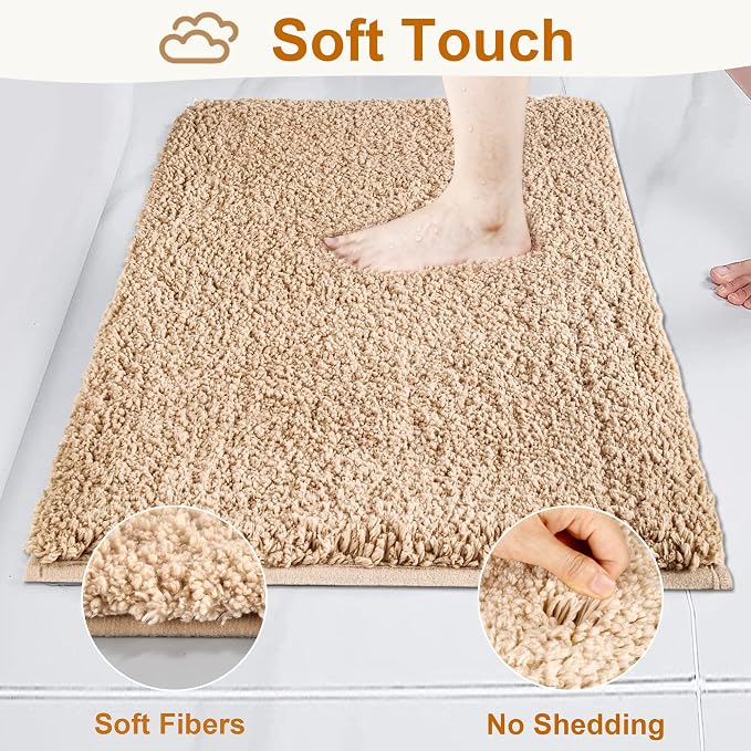 Bathroom Rugs Sets 2 Piece Non Slip Washable Bath Mat Set | Soft Absorbent bathroom mat set Microfiber bathroom floor mat Rubber Backed bath rug set for Floor, Tub and Shower