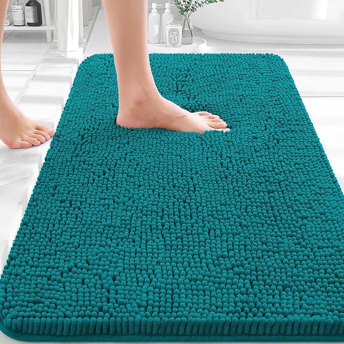 OLANLY Bathroom Rugs 36x24, Extra Soft Absorbent Chenille Bath Rugs | Deep Lake, Quick-Drying Rubber Backing, Machine Washable Bath Mat for Bathroom Floor, Tub and Shower, Home Decor Accessories