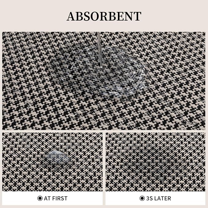 YIHOUSE Thin Bath Mat Black Bathroom Rugs Sets 3 Pieces, Non Slip Absorbent Bath Mats Quick Dry, Woven Braided Rugs Washable,Tapetes para Baño for Bathroom,Bathtub(17"x24"+17"x32"+17"x32")