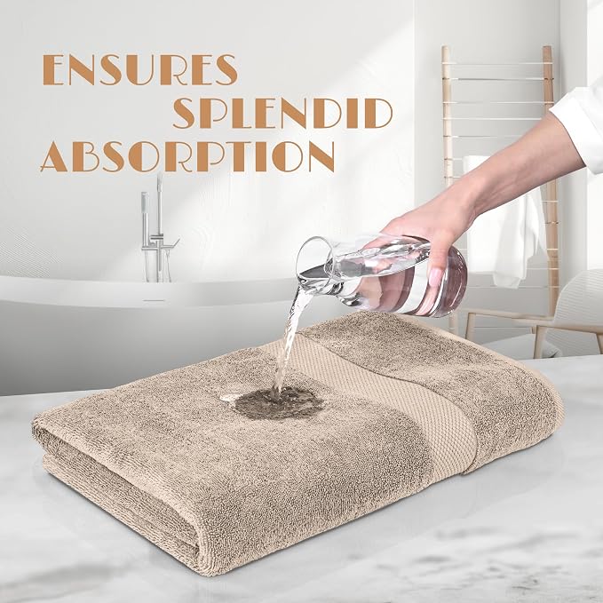 White Classic Wealuxe Taupe Bath Towels 24x50 Inch, Cotton Towel Set for Bathroom, Hotel, Gym, Spa, Soft Extra Absorbent Quick Dry 12 Pack