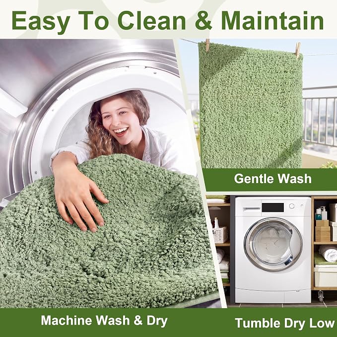 Bathroom Rugs Sets 2 Piece Non Slip Washable Bath Mat Set | Microfiber bath rug set with toilet mats for bathroom , Soft Absorbent toilet rug set TPR Rubber Backed bathroom floor mat