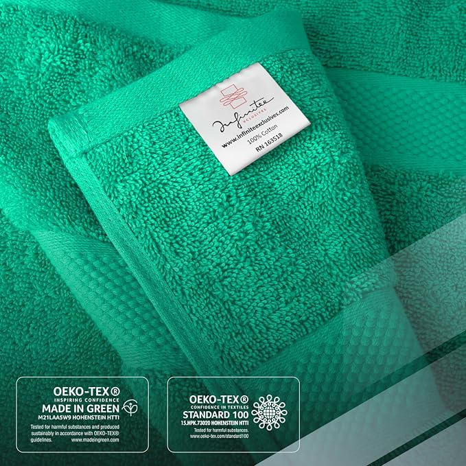 Infinitee Xclusives 100% Ring-Spun Cotton Bath Towels for Bathroom - Pack 4 | Luxury Super Soft, Absorbent & Quick-Drying |27x54 inches| Large Bathroom Towels Set |600 GSM| Gym, Shower, Spa & Hotel Use