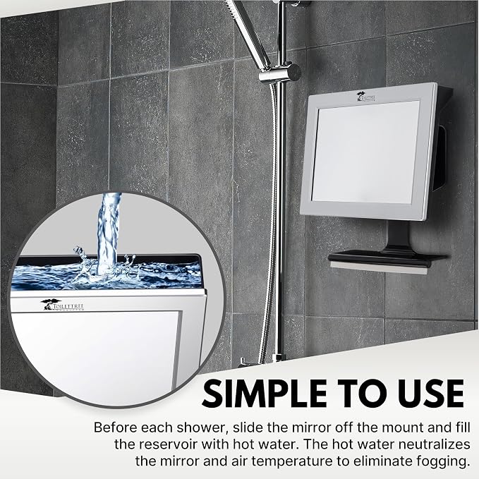 ToiletTree Products Fogless Shower Mirror with Squeegee - Anti-Fog Mirror - Adjustable Shaving Mirror with a Squeegee - Rust-Proof, Impact-Resistance Bathroom Shower Mirror (Pack of 2)