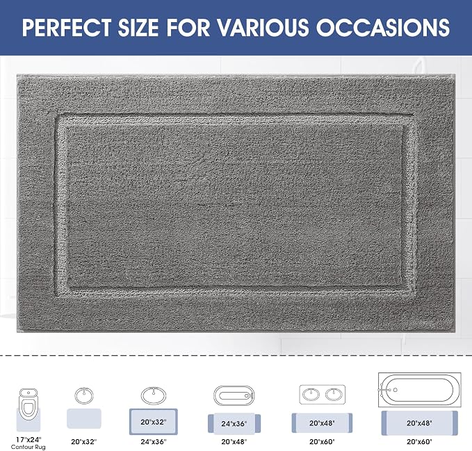 IM HOME Bathroom Rugs 36"x24", Ultra Soft Thick Plush Fluffy Microfiber Absorbent Bath Mat, Non-Slip Backing, Machine Washable Bath Mats for Bathroom Floor, Tub and Shower, Charcoal Gray