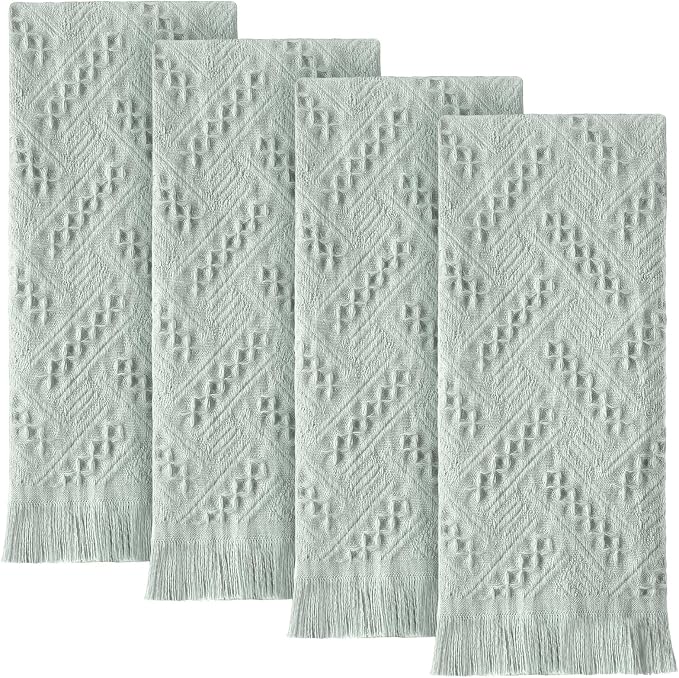 HunnmingRe 16 Pack Boho Hand Towel for Kitchen,Mint Green | 14x30 Inch, 100% Turkish Cotton, Summer Boho Decorative ,Towel Waffle ,Farmhouse Decor ,Absorbent Soft ,Guest Gift
