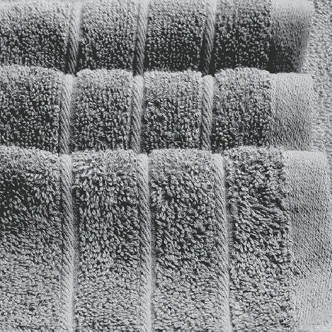 4 Piece Extra Large Bath Towels 30 x 60 Inches, Cool Grey | 100% Cotton, Larger & Lighter Weight, Quicker to Dry, Super Soft and Absorbent, Perfect for Bathroom