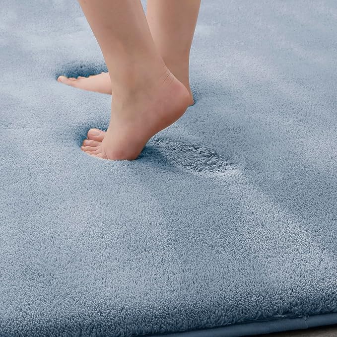 MINIDEAR Bathroom Rugs 24x17 Light Blue - Thick Memory Foam Bath Mat, Ultra Soft & Plush Non-Slip, Quick Dry, Absorbent Washable Floor Microfiber Mat for, Home Decor Accessories