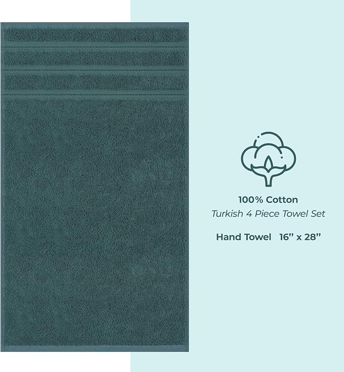 American Soft Linen 100% Cotton Luxury Turkish Towels, 4 PC Hand Towel Set | Soft Absorbent Quick Dry OEKO Tex Standard 100 Certificated Durable Machine Washable Premium Hotel Quality