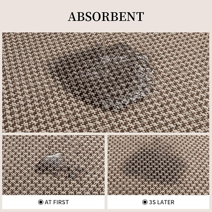 YIHOUSE Thin Bath Mat Khaki Bathroom Rugs Sets 3 Pieces, Non Slip Absorbent Bath Mats Quick Dry, Woven Braided Rugs Washable,Tapetes para Baño for Bathroom,Bathtub(17.5"x24"U+17"x24"+17"x47")