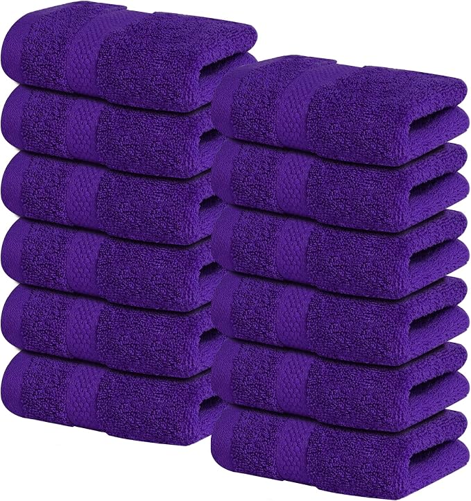 Infinitee Xclusives 100% Cotton Luxury Wash Cloths for Showering - 12 Pack | Washcloths [13x13] - Soft and Absorbent Face Towels for Bathroom Wash Clothes - Gym, Spa & Hotel Use