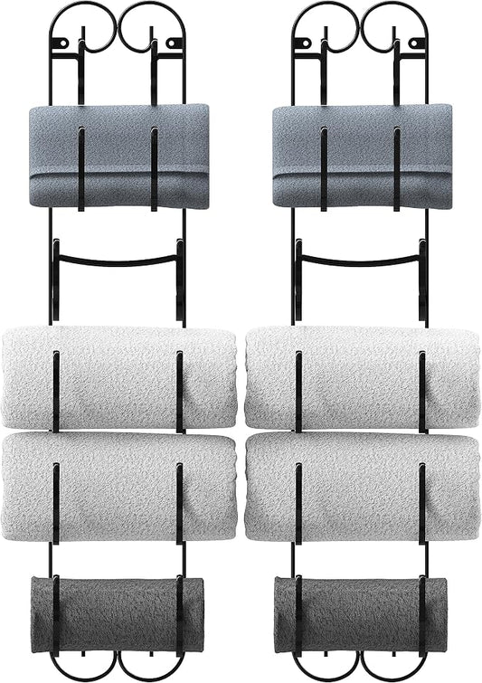 Deco Brothers 6-Tier Towel Rack, Wall Mounted Towel Holder, 2 Pack, Bronze
